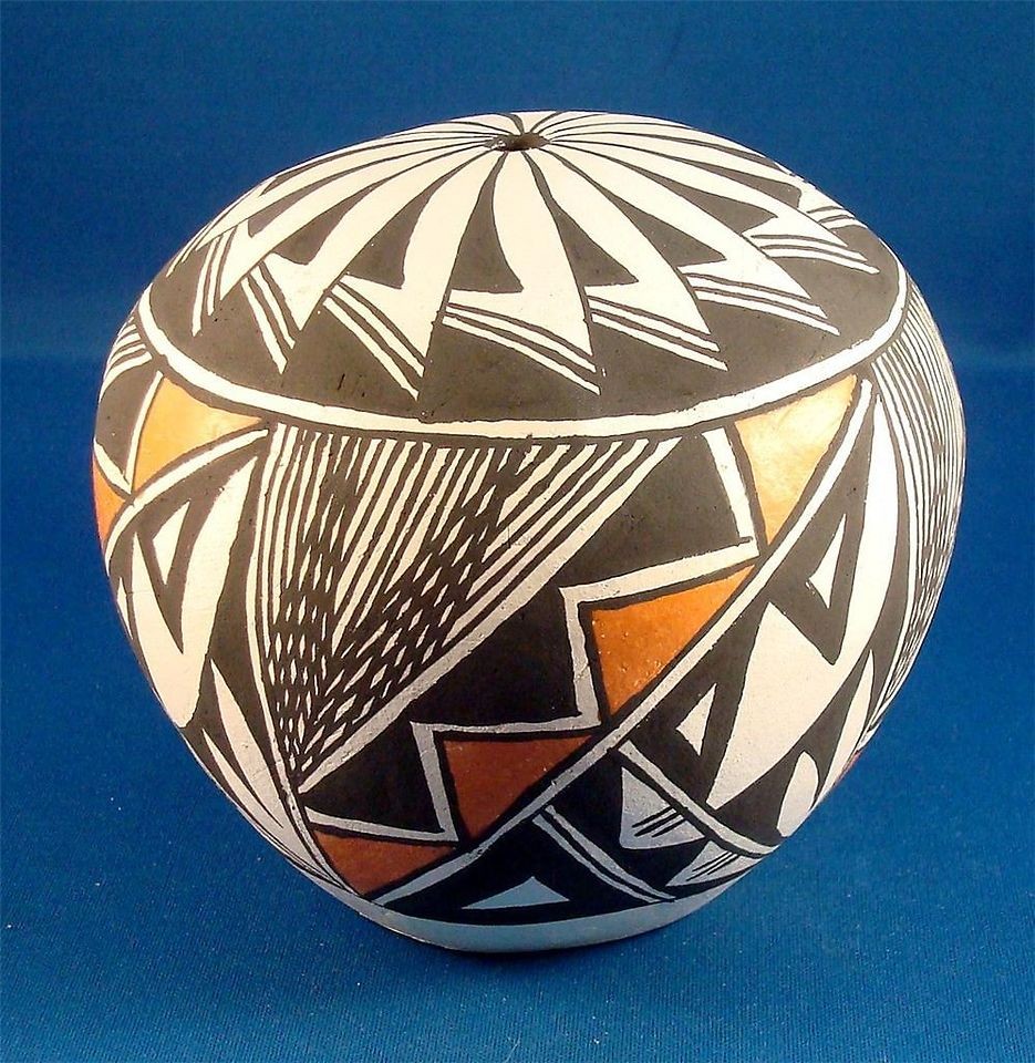 NATIVE AMERICAN ACOMA PUEBLO INDIAN POTTERY SEED POT SANTANA PHILLIPS