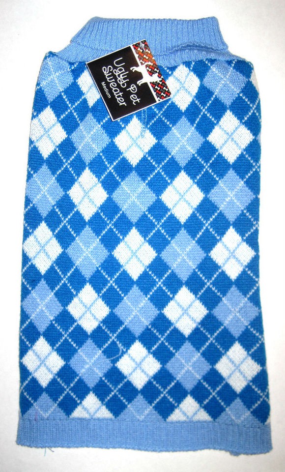   SWEATER ~ FOR DOGS (& CATS) ~ (XS, S, M) ~ ARGYLE ~ CHRISTMAS APPAREL