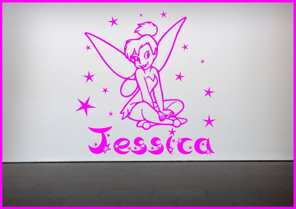 Personalised Tinkerbell Wall Sticker Bedroom Decal Mural Wall Art