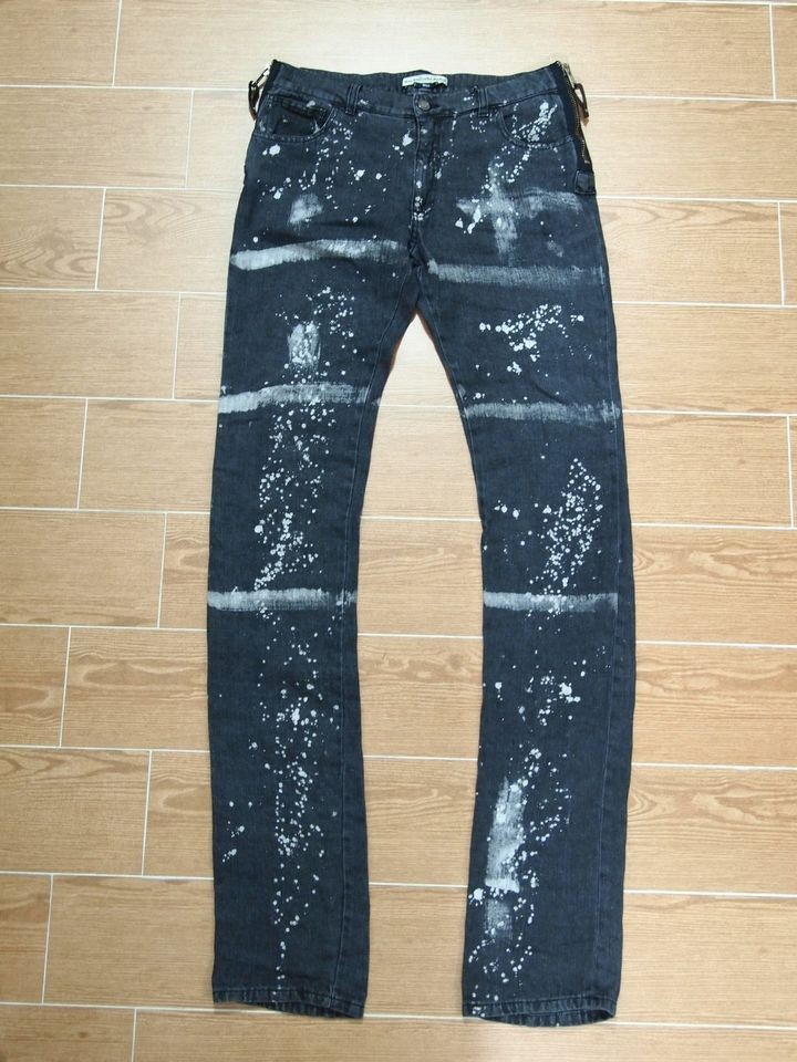 BALENCIAGA BLACK MEN BLEACHED SLIM SKINNY JEANS SIZE 46