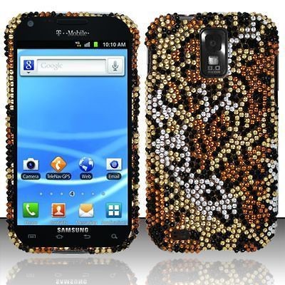 CHEETAH HARD PLASTIC BLING RHINESTONE CASE SAMSUNG HERCULES T989 