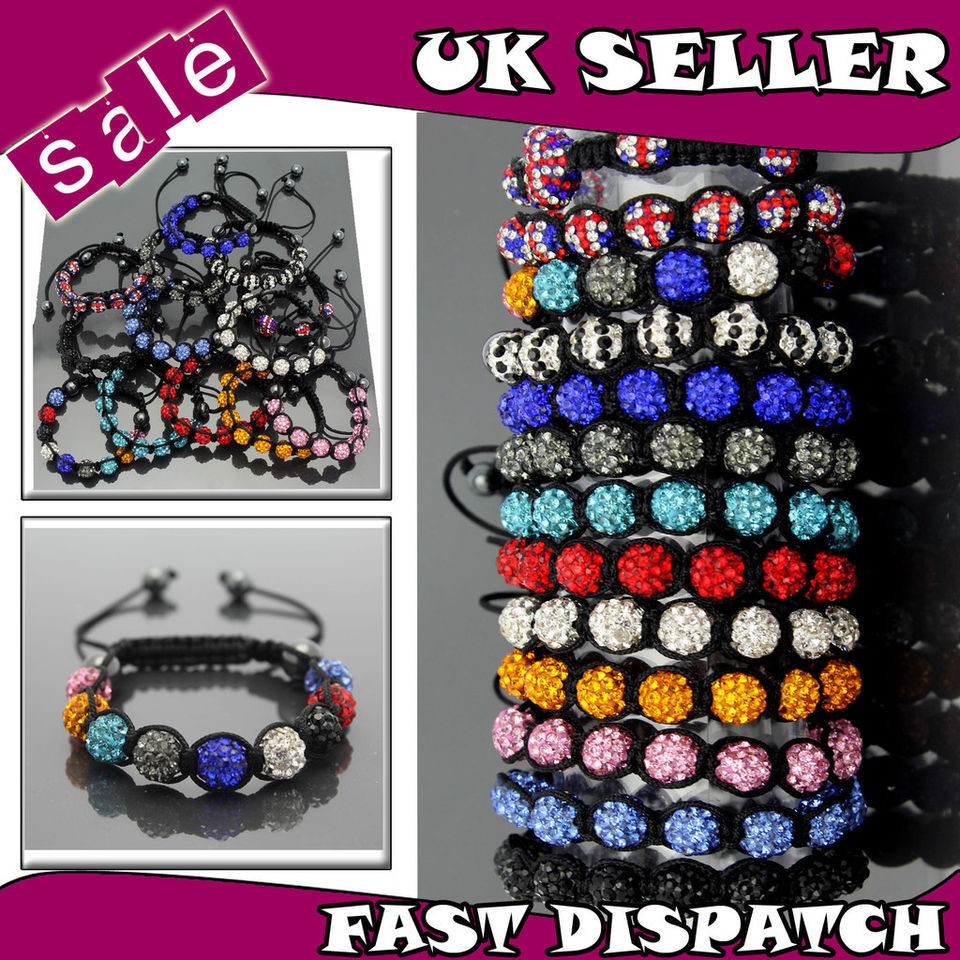   Bracelet Disco Gem Crystal Ball Wrist Shambala Band Clay Paris Bead