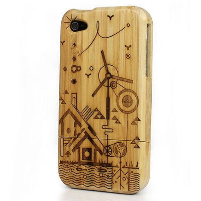 Hot Sales 2in1 Dark Bamboo Water&Windmill Skin Back Case Cover for 