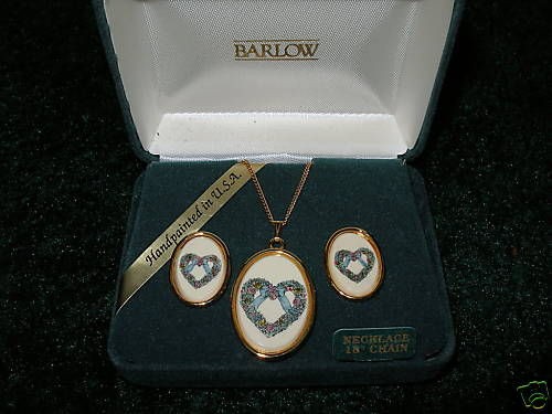 Barlow Designs Handpainted Pierced Earrings, Pendant & Necklace 