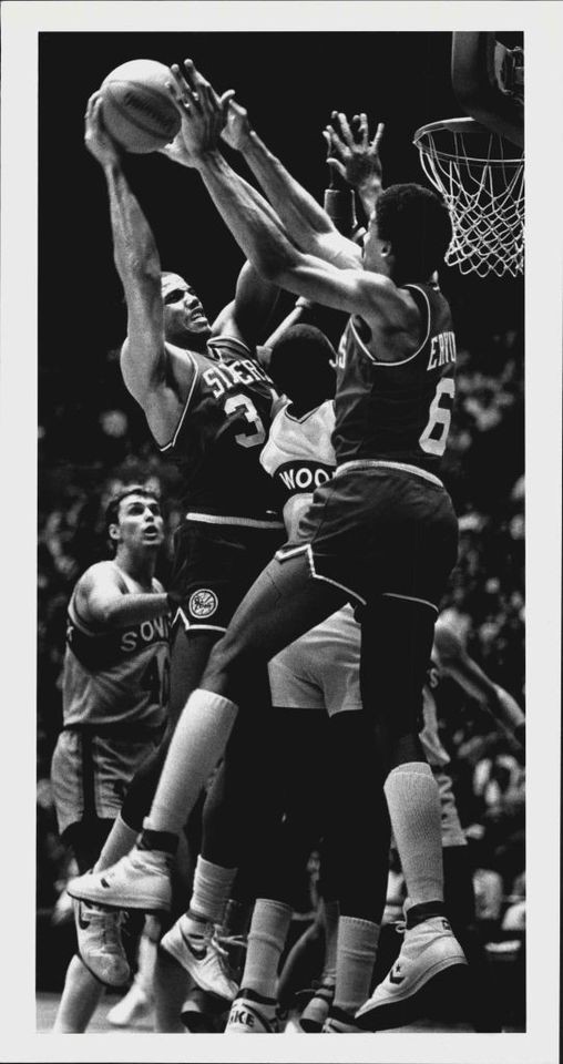 1986 Charles Barkley Julius Erving Sixers Al Wood Sonics Huge Press 