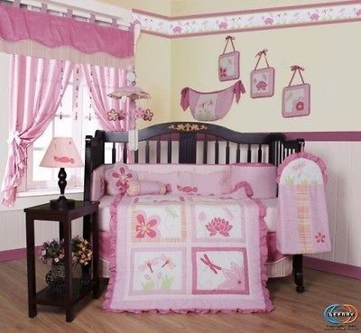 Boutique Designer Girl DragonFly 13PCS CRIB BEDDING SET