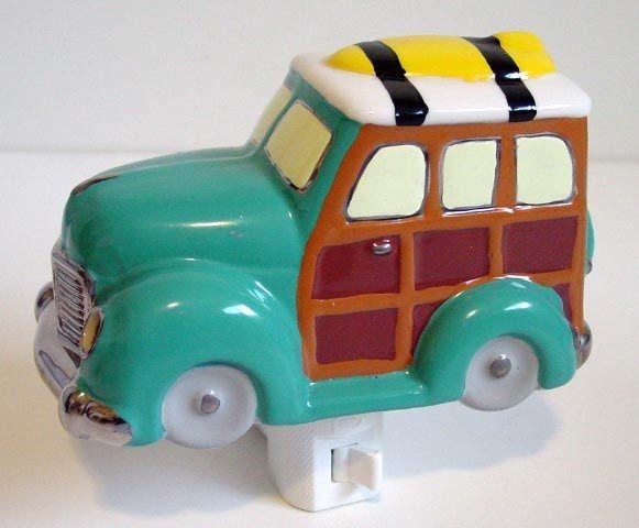 Beach Decor Surf Woody Woodie Wagon 3D Ceramic Car Night Light