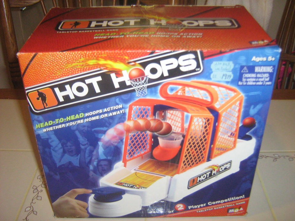   HOOPS 2 player Tabletop Basketball Game W NICE BOX WORKS 5 BALLS