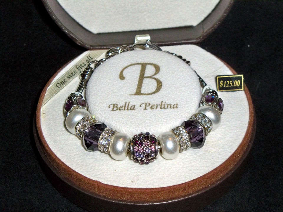 BELLA PERLINA CRYSTAL EUROPEAN CHARM BRACELET   NIB