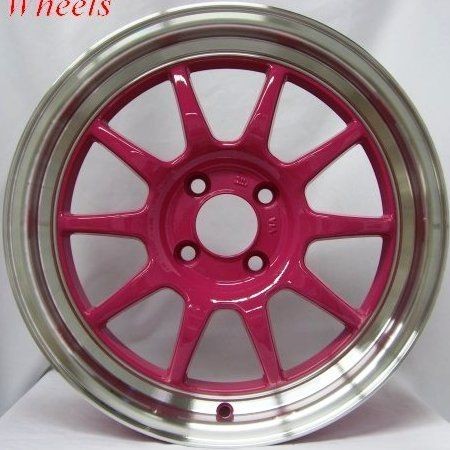 16X7 ROTA GT3 WHEELS 4X100 PINK RIMS ET40MM FITS 4 LUG HONDA FIT 2007 