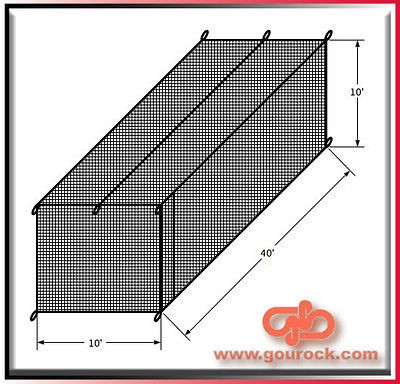 10 X 10 X 40 Batting Cage Net, #36 PolyPro Netting, Sq. Mesh, Rope 