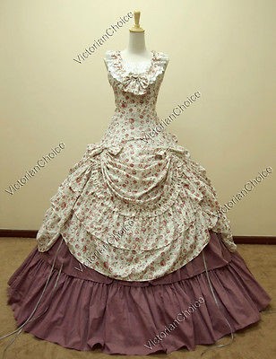 Southern Belle Civil War Satin Ball Gown Prom Dress Reenactment 270 M