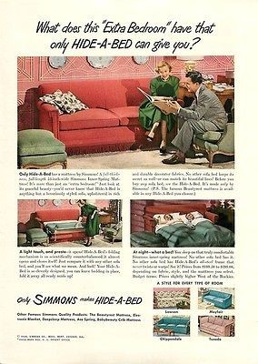 1948 Simmons Hide A Bed   Vintage Color Ad