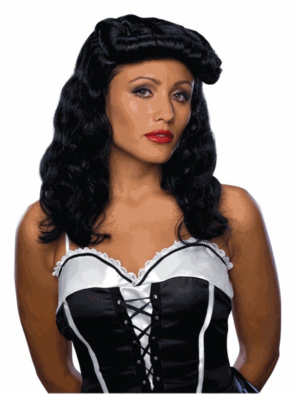 Cigar Girl Wig Black Retro Vintage Bettie Page Halloween Adult Costume 