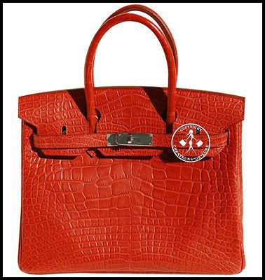 30 HERMES BIRKIN BAG  MATTE SANGUINE ALLIGATOR  PALLADIUM  #9400R