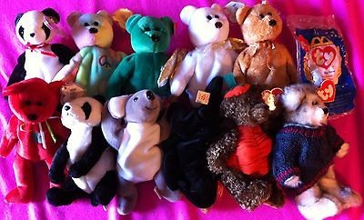   BEANIE BABIES BEAR MEL CHINA OSITO FORTUNE ERIN PEACE BLACKIE HALO II