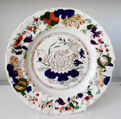 MASONS PATENT IRONSTONE GAUDY FLOW LOTUS FLOWER PLATE c1840