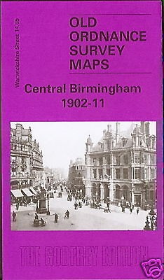 OLD ORDNANCE SURVEY MAP, CENTRAL BIRMINGHAM 1902 1911