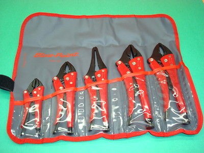 SNAP ON TOOLS BLUE POINT 5 pc. LOCKING PLIERS SET W/ KIT BAG NICE 