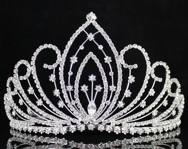 BLOSSOM PAGEANT RHINESTONE CRYSTAL TIARA CROWN W/ HAIR COMBS BRIDAL 