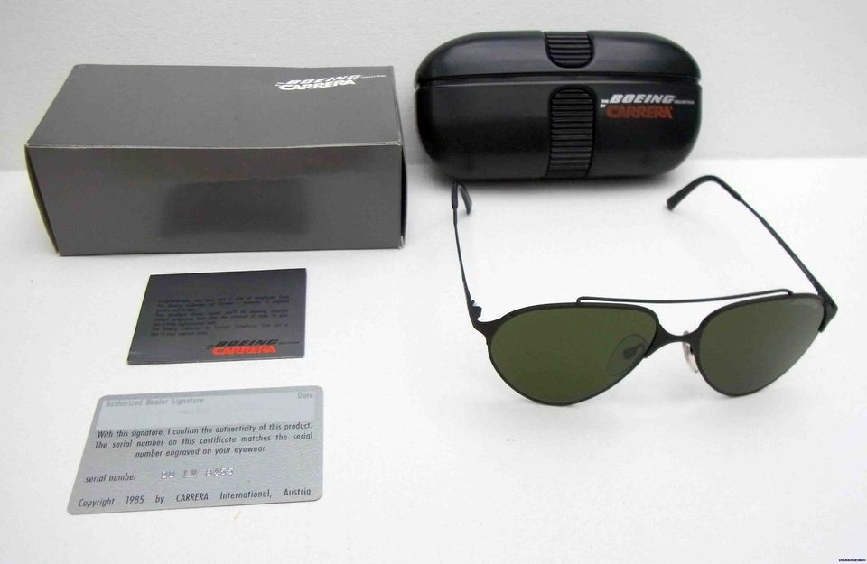 BOEING CARRERA 5710 BLACK FRAME GREEN LENSES/BNIB/VE​RY RARE/FREE 