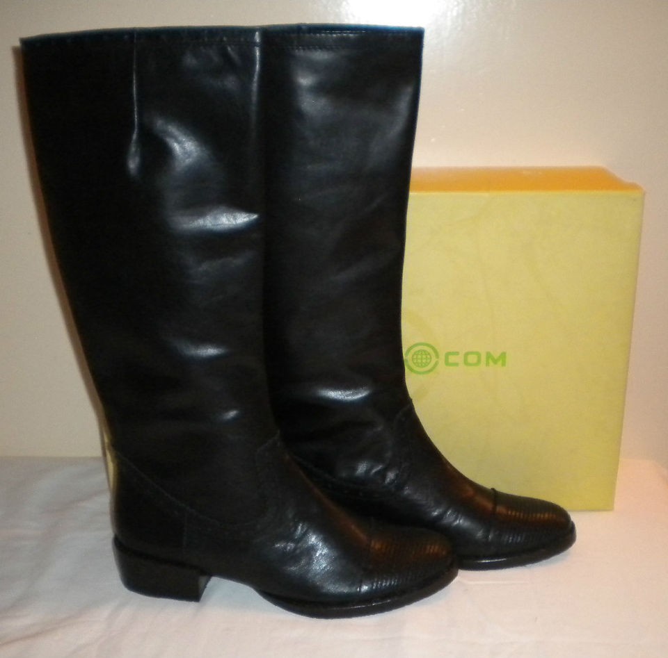 Max Studio Boots, Bolivia Black Leather Riding Boots, 9.5M, NIB