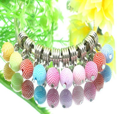 Wholesale 50pcs mix Resin Candy colors Round Dangle Fit European 