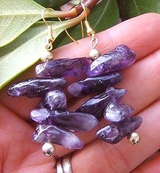   BOULDER AMETHYST EARRINGS BIG BEADS GIANT PURPLE SILVER GOLD OR BRONZE