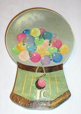 FOLK ART PRIMITIVE GUMBALL 1 CENT CANDY MACHINE WOOD CARVING PAINTING 