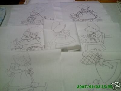 EMBROIDERY OR REDWORK   BONNIE BONNET QUILT BLOCKS  7