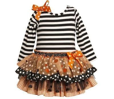 Bonnie Jean Baby Girls Orange Stripe Pageant Halloween Pumpkin Fall 