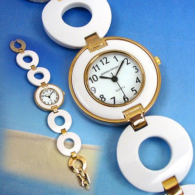 WHITE GOLD RINGS LINKS BRACELET JEWELRY WOMENS WATCH