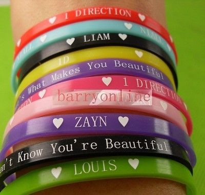   20pcs one direction 1d wristband bracelets 5mm wide band jewelry lot