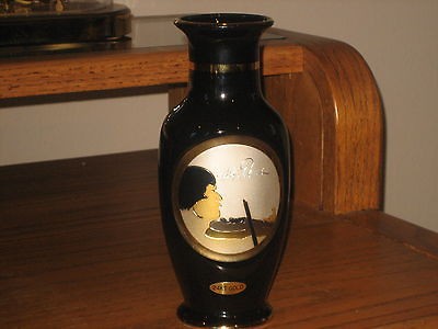   Chokin Art of Chokin Black Vase Japanese Signed Shoji Tabuchi BRANSON