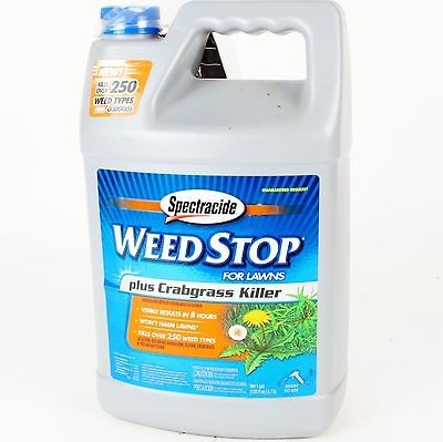 Bottles of Spectracide Weed Stop for Lawns Plus Crabgrass Killer RTU