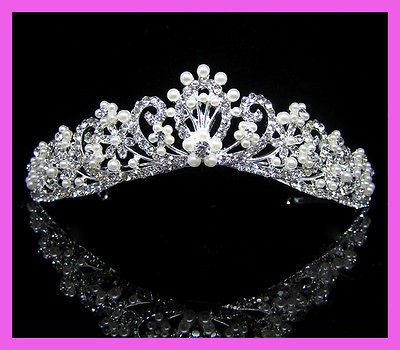 Wedding/Bridal crystal veil tiara crown headband CR192