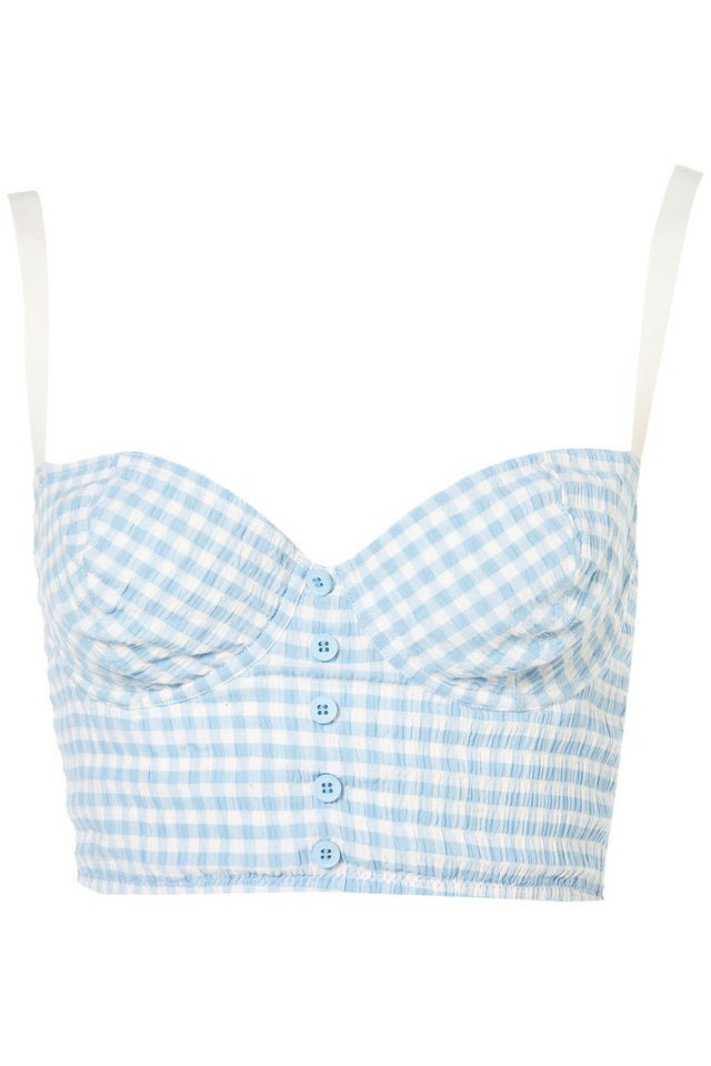 Topshop pastel gingham print bralet croptop corset UK 10 12 14 16 $50