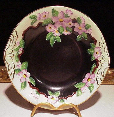 Maling Majolica Bowl Cobalt Floral Gold Trim England