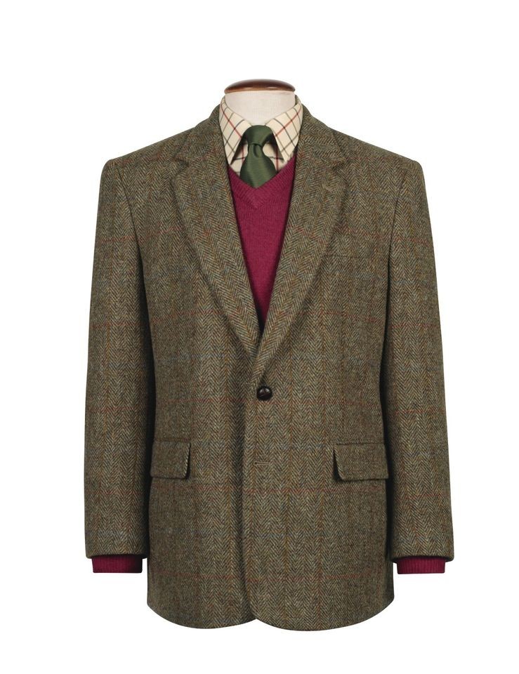 MENS HARRIS TWEED JACKET TARANSAY TWEED JACKET OLIVE BROWN CHECK 38 