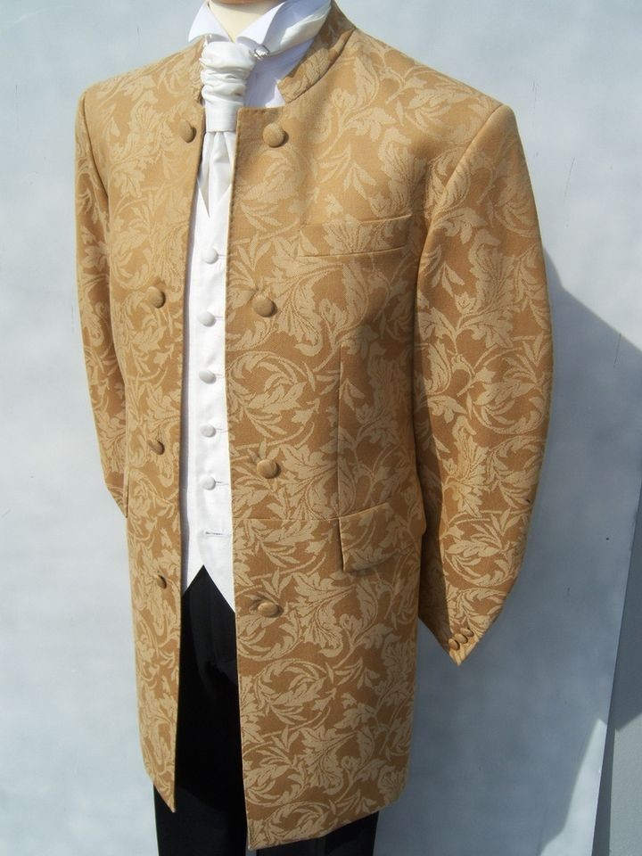 MENS GOLD BROCADE NEHRU WEDDING DRESS BOLLYWOOD JACKET