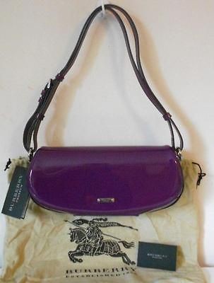 NEW BURBERRY PRORSUM PURPLE PATENT LEATHER SHOULDER BAG CLUTCH LILFORD 