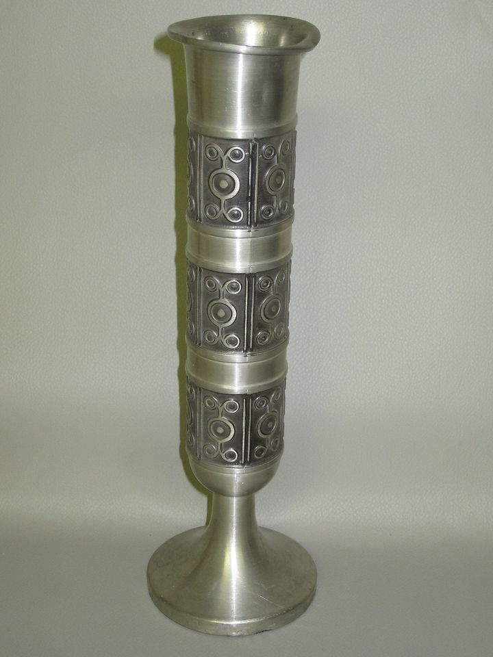 HAUGRUD   Norway   PEWTER   Scroll Design   FOOTED TALL BUD VASE   96F