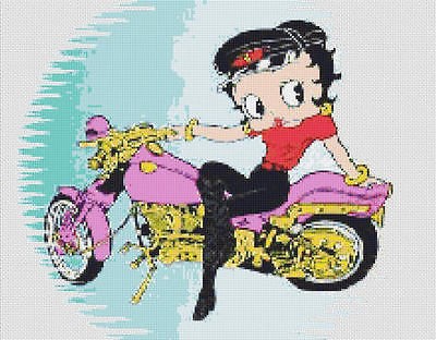 BETTY BOOP Motorcycle CROSS STITCH PATTERN CHART