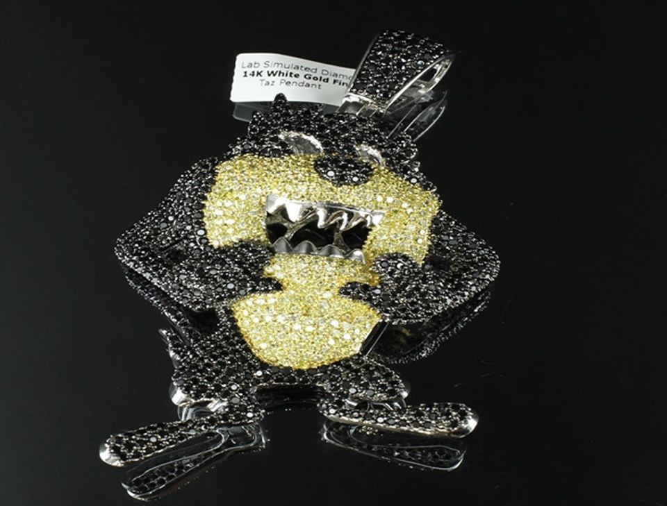   SIMULATED DIAMOND CUSTOM PLATE CANARY LEMONADE COMBO DEALFREE CHAIN