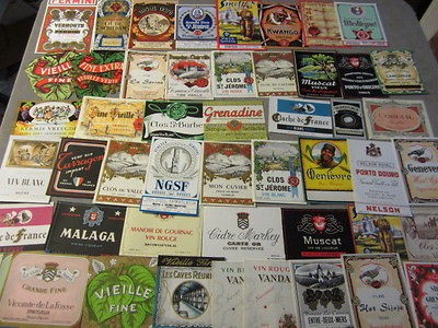 100 Assorted 1930s 50s European WINE & LIQUOR LABELS