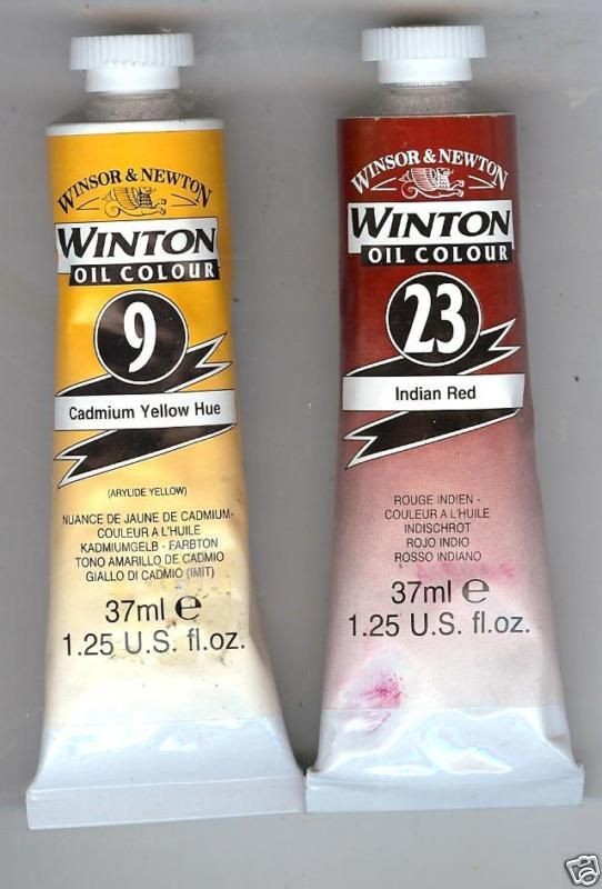 Winsor & Newton Oil Paint Cad Yellow Hue & Indian Red