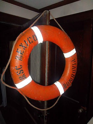 VINTAGE ANTIQUE OLD LIFE PRESERVER MONROVIA MEXICO NAUTICAL BOAT SHIP 