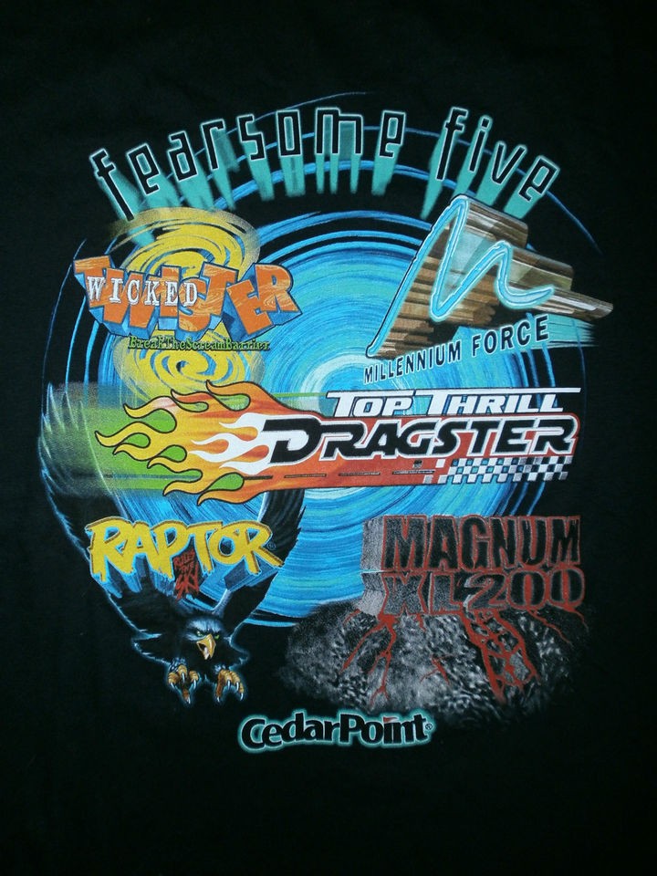 CEDAR POINT SHIRT Rollercoaster Amusement Park Raptor Magnum Wicked 