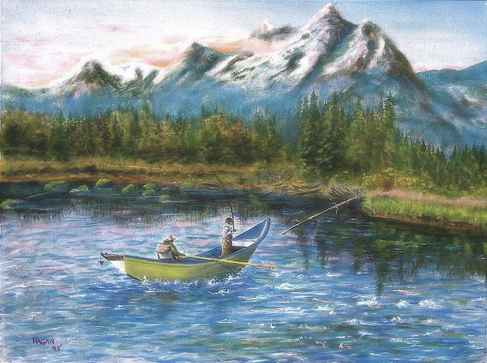 Driftboat Dreams FLYFISHING PRINT Vintage lures  Orvis,Lamiglas,fly 