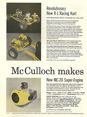 Vintage Beautiful 1960s McCulloch R 1 MC20 Go Kart Ad